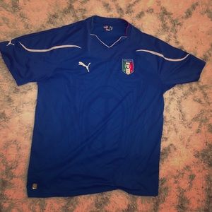 A blue Italy soccer jersey